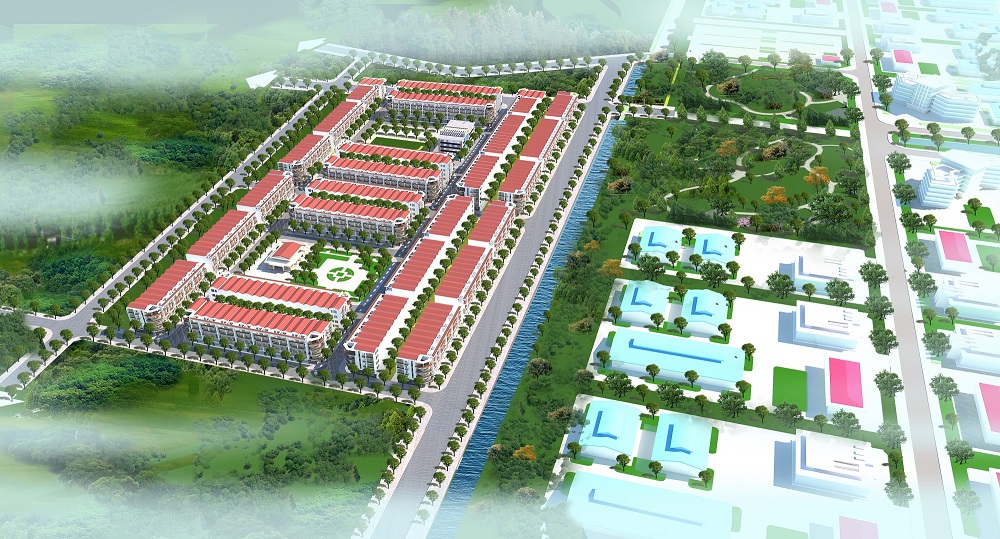 Phối cảnh tổng thể dự án đất nền Dũng Liệt Green City tại Yên Phong, Bắc Ninh.
